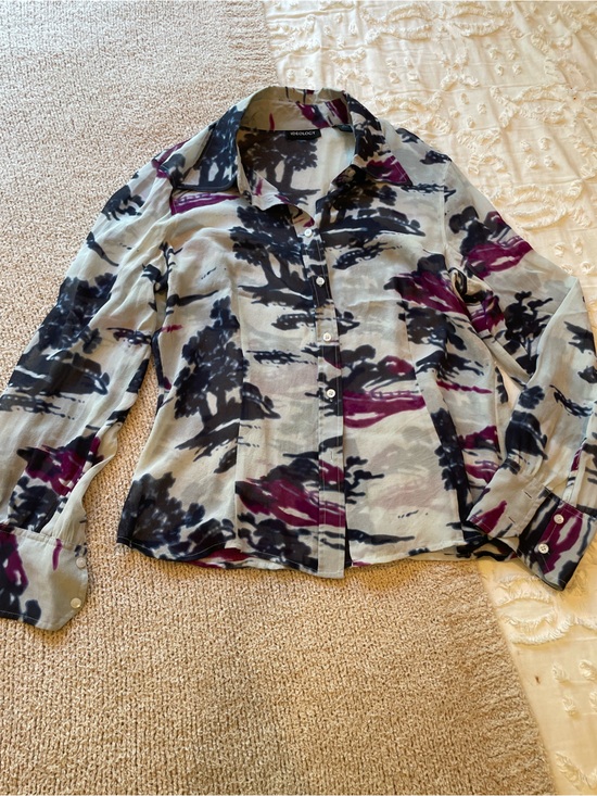 Ideology Tops - 100% Silk Ideology Long Sleeve Button Down Top with Scarf EUC - size Large